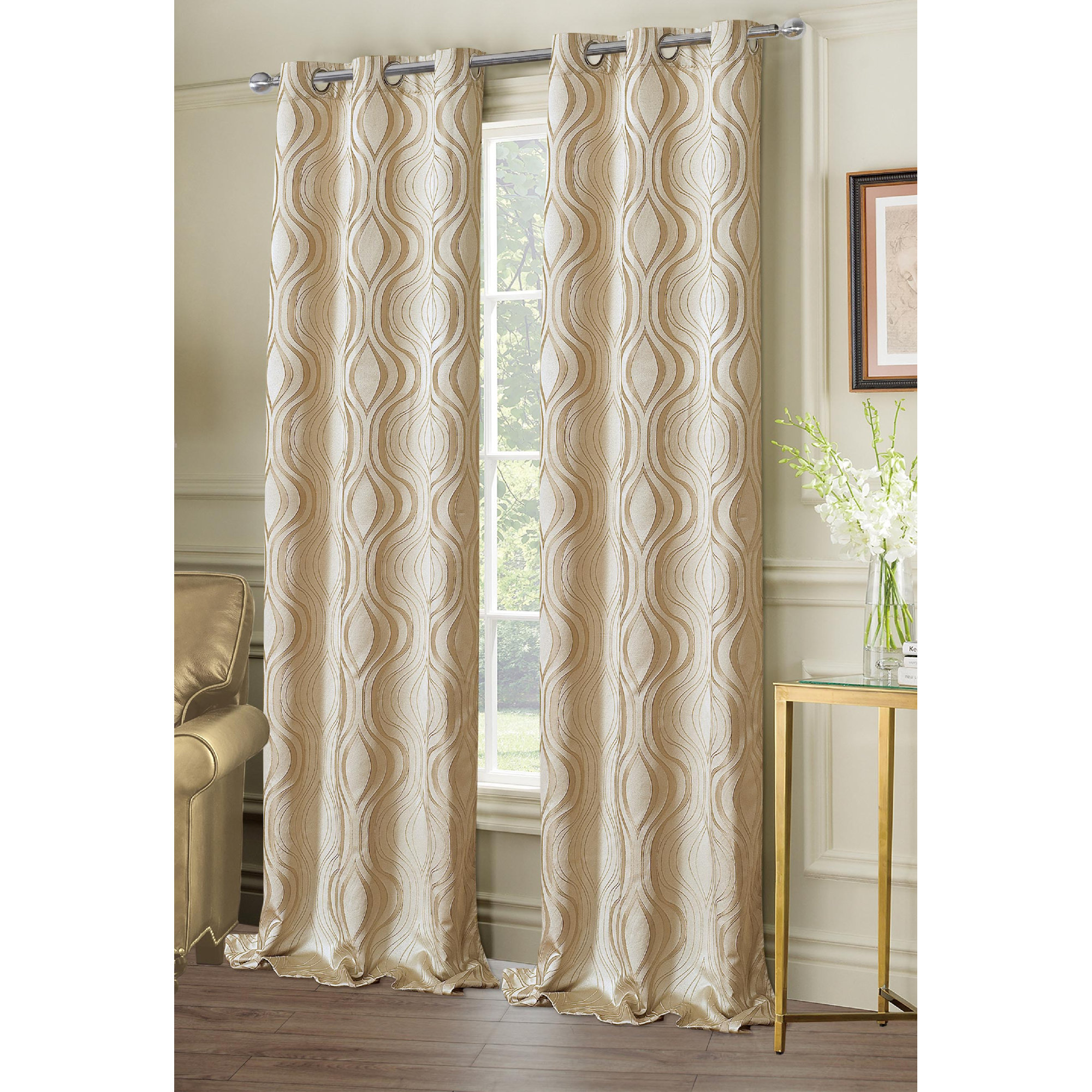 Dainty Home Symphony Geometric SemiSheer Grommet Curtain panels